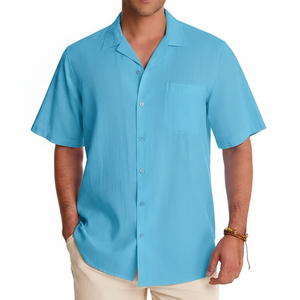 Chemises d'été pour hommes tendance, couleur unie, streetwear décontracté, respirantes, écologiques, logo imprimé personnalisé, vente en gros, directement de l'usine - Product Image 1