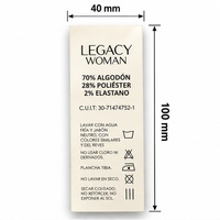Étiquettes de lavage personnalisées en satin avec logo et détails de taille, étiquettes pour vêtements et articles vestimentaires