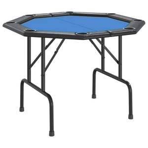Table de poker en bois d'ingénierie bleu avec revêtement en cuir artificiel et acier pour jeux de hasard ou de mahjong - Product Image 2