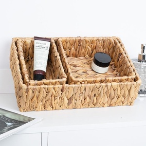Panier à linge en bois au prix le plus bas, panier de rangement en jacinthe d'eau, paniers cadeaux tressés durables - Product Image 1
