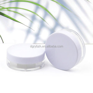 Estuche de polvo suelto transparente personalizado de 10g, tarro de polvo de fijación, caja de polvo corrector cosmético redonda con <span class=keywords><strong>bisagra</strong></span> y malla elástica - Product Image 1