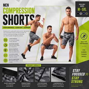 Customized Plus Size Camo Printed <b>Shorts</b> <b>Men</b> Gym Wear <b>Compression</b> <b>Shorts</b> Yoga Wear Breathable <b>Shorts</b> <b>Men</b> Base Layer Sport <b>Shorts</b> - Product Image 3