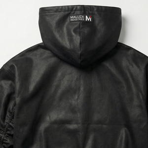 Sweat à capuche empilé enduit ONYX MALUZA Industries – Pullover streetwear premium, mode urbaine de luxe, 100 % coton, édition hiver noire - Product Image 5