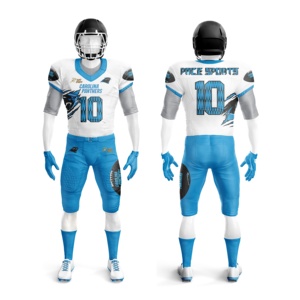 Uniformes de football américain à manches courtes entièrement personnalisables par sublimation, respirants, de haute qualité, 100% polyester, coupe extensible - Product Image 4