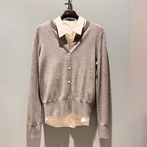 Conception personnalisée OEM pour femmes à la mode coupe régulière manches longues col rond Cardigan mince confortable décontracté bureau pull en tricot - Product Image 2