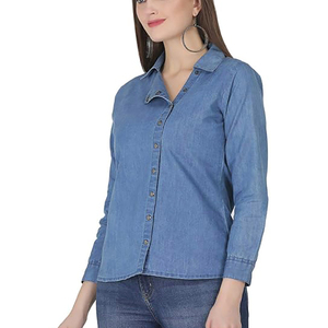 Bulk Quantity Women's Denim Shirts Quick Dry Button Detail Vintage Style Spring/Summer Winter Casual Use Eco-Friendly High Front - Product Image 1