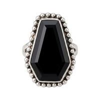 Bague Statement en Onyx Noir Forme Cercueil, Argent Sterling 925, Style Gothique Punk, Bijoux Fins Faits Main, Vente en Gros, Bague Personnalisée pour Femme