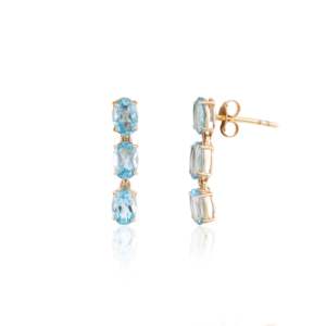 Conjunto de Joyería Geométrica Chapada en Oro con Topacio Azul Natural - Collar y Aretes para Fiesta - Product Image 6