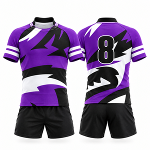 Customized Men Sublimation Rugby <b>Shirts</b> Shorts Set Custom Team Name Printed Quick Dry Breathable 100% Polyester Sportswear - Product Image 6
