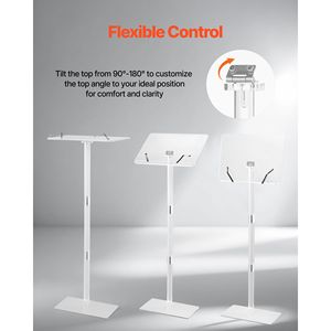 Soporte de Podio Acrílico de 43 Pulgadas, Escritorio Portátil para Laptop, Superficie de Lectura Amplia, Ángulo Ajustable, Soporte de Piso, Clips para Libros, Muebles de Biblioteca - Product Image 3