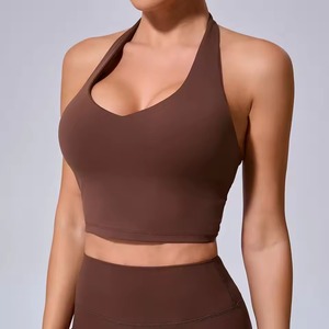 Custom Wholesale New Fashion <b>Womens</b> High Support Yoga Tank <b>Top</b> Double Layer Contrast Color Shockproof Fitness Gym Vest - Product Image 2
