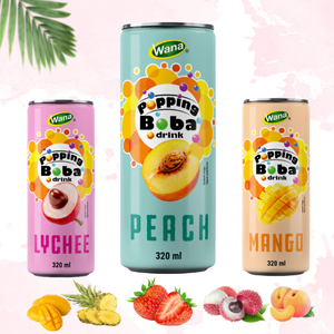WANA OEM ODM Boisson prête à boire au pêche et aux perles éclatantes (Popping Boba) en canette 320ml, boisson fruitée, marque privée, faible MOQ, saveur personnalisée, faible teneur en sucre, Vietnam - Product Image 3
