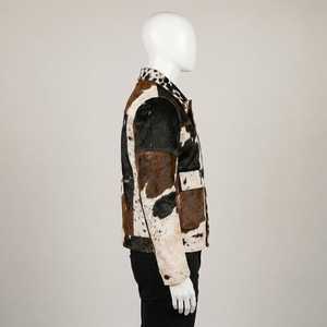 Veste de motard en cuir véritable pour homme, motif vachette, col rabattu, fermeture éclair, coupe classique, automne, décontractée - Product Image 6