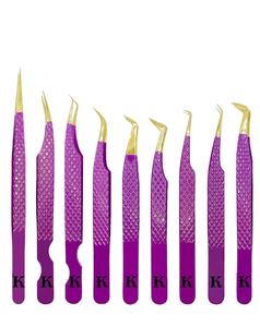 Pince à épiler en acier inoxydable violet pour extension de cils Volume Lash Set d'instruments de beauté manucure - Product Image 1