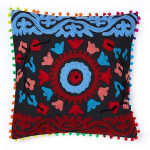 Hand Embroidered Floral Suzani Vintage Style Eco-Friendly Washable Bohemian Mexican <b>Throw</b> Pillow Covers Outdoor Decor - Product Image 5