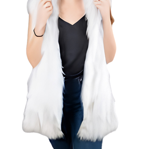 Bufanda de piel sintética lisa, estilo shearling, visón, zorro, conejo, suave, para mujer, talla grande, larga, corta, con capucha, bolsillos, cremallera, invierno, exterior, informal, acogedora - Product Image 1