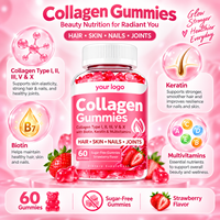 Gummies de Collagène Types I, II, III, V, X avec Biotine, Kératine et Multivitamines pour Cheveux, Peau, Ongles et Articulations – 60 Unités – Marque Privée OEM ODM