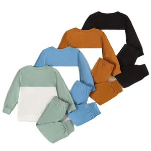 Conjunto de 4 piezas para bebé niño y niño pequeño, diseño con bolsillos, cuello redondo, manga larga, top ajustado + pantalones largos casuales ajustados, para primavera y otoño - Product Image 2