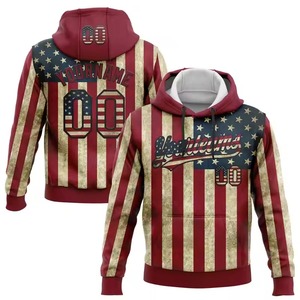 Custom <b>Stitched</b> American Flag Pattern Personalized Team Name Number Premium Quality Men Sublimation 100% Cotton Autumn Sports - Product Image 1