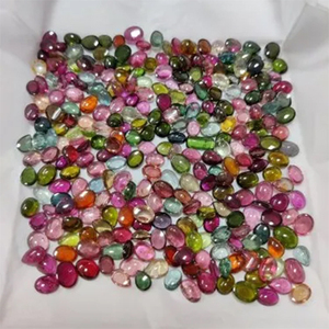 Pierre précieuse naturelle, tourmaline multicolore, cabochon unique assorti - Product Image 1