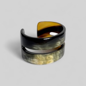 Natural Horn Cuff <b>Bracelet</b> Handmade Polished Black Gray Horn Bangle Layered Open Cuff Natural Craft Jewelry <b>Boho</b> Ethnic Fashion - Product Image 1