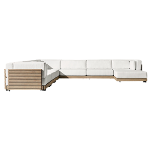 Sofá Seccional Premium para Exteriores, Estilo Contemporáneo, Estructura de Madera de Teca Indonesia, Sofá de Patio para Todo Clima, Muebles de Lujo para Resort - Product Image 1