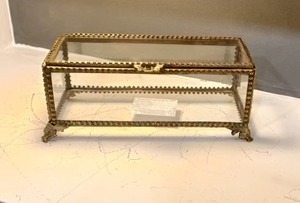 กล่องเก็บเครื่องประดับแก้ววินเทจ กล่องเก็บของทรงสี่เหลี่ยมหรูหรา กล่องเครื่องประดับกรอบโลหะแก้ว ของตกแต่งงานแต่งงาน - Product Image 2