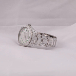 Harmonic Jewels Luxury Unisex Stainless Steel Quartz <b>Watch</b> Dial Analog Date Display Sapphire Crystal <b>Diamond</b> Encrusted 20mm 41mm - Product Image 2