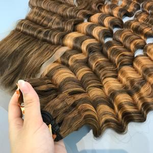 Piano Deep Wave Bundles Extensions de Cheveux Bruts Cheveux Vietnamiens Pour Faire Une Perruque Génie Trame Vierge Bundles Cheveux Bruts Vietnamiens - Product Image 5
