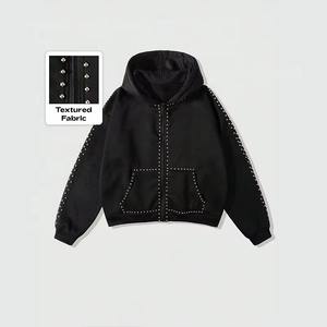 Sudadera con Capucha de Lujo con Pedrería, Sudadera Personalizada con Cristales Brillantes, Colección de Invierno de Ropa Urbana Oversize, Proveedor al por Mayor - Product Image 6