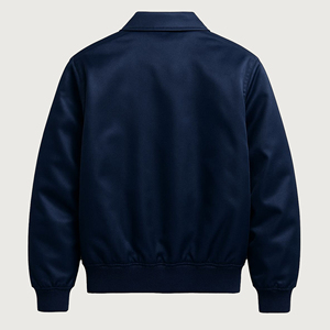 แจ็คเก็ตบอมเบอร์ผ้าซาติน - แจ็คเก็ตเลตเตอร์แมนสีน้ำเงินกรมท่า ปักลาย พร้อมเป็นของขวัญ - ปกพับได้ ติดกระดุมแป๊ก - Product Image 2