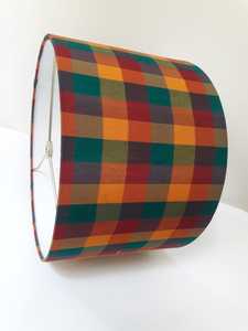 Cylinder Fabric LampShade Plaid Pattern <b>Rustic</b> Design Easy Installation Lamp Accessory for Table and <b>Desk</b> Lamp with harp fitting - Product Image 3