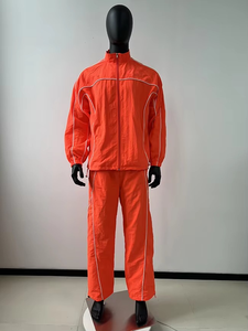 Factory Custom Reflective Stripes Jogging Suits <b>Zip</b> <b>up</b> <b>Jacket</b> and Nylon Pants Track Suit Custom Windbreaker Set - Product Image 4