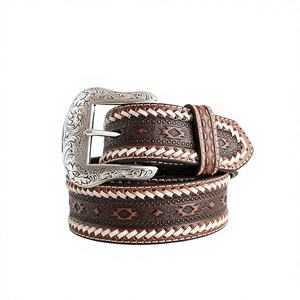 Cinturón de Hebilla de Acero en Existencia, OEM ODM, Personalizado, Hecho a Mano, Estilo Vintage, Patrón Sólido para Hombre, con su Logotipo Impreso, Cinturón de Piel de Búfalo - Product Image 3