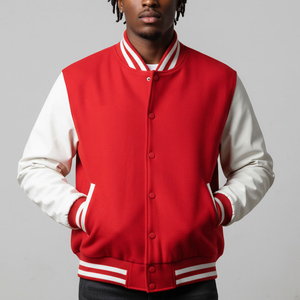Veste universitaire personnalisée en toile de laine brodée chenille, style baseball, unisexe - Product Image 5
