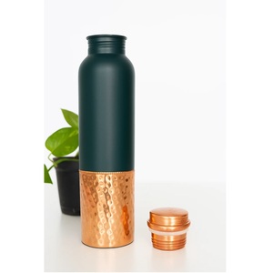Gourde en cuivre de qualité alimentaire, bouteille en cuivre pur massif, motif floral, bouteille d'eau en métal avec couvercle, gourde de voyage portable - Product Image 6