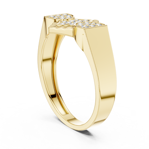 Yellow Gold Geometric Diamond Cluster <b>Ring</b> with Triple Shape Design Modern Statement Fine Jewelry <b>for</b> Women - Product Image 2