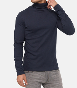 FONILBEST SPORTS WEARS Pull à col roulé ajusté pour homme en polyester tricoté, épaisseur standard, couleur unie, décontracté, long - Product Image 4
