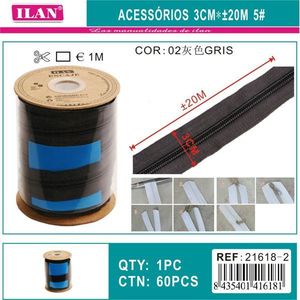 Fermeture éclair Ilan 3 cm x 20 m n° 5 grise pour couture et artisanat - Product Image 3