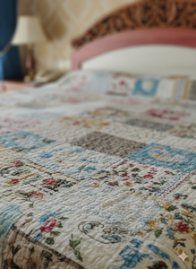 Bohemian <b>Patchwork</b> Kantha Quilt Handmade Vintage 100% Cotton Reversible Eco-Friendly All-Season King Size Bedding <b>Throw</b> Blanket - Product Image 3