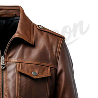 Veste de moto en cuir de vachette pour homme sur mesure - Réversible, imperméable, pour l'hiver, avec logo sur le devant