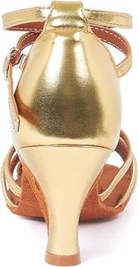Chaussures de danse latine Baifa Danzo pour femmes, plates, confortables, de haute qualité, pour la danse de salon, la salsa, le tango, les soirées, avec paillettes, dessus synthétique en cuir - Product Image 6