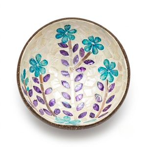 Bol décoratif en coquille de noix de coco avec incrustation de nacre, bol décoratif élégant, prix de gros abordable - Product Image 1