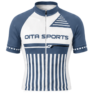 Maillot de Ciclismo Azul Pizarra y Blanco de Manga Corta con Cremallera Completa para Bicicleta de Carretera, Ropa Deportiva Profesional de Ciclismo - Product Image 1