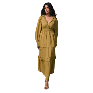 Vestido largo informal con cuello cuadrado y estampado floral para mujer, uso diario - Product Image 2
