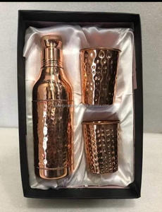 Botella de agua de cobre de 1000ml al por mayor de metal, nuevo diseño, Ayurvédico, a prueba de fugas, sin juntas, deportes, decoración de viaje, vasos de plástico - Product Image 4