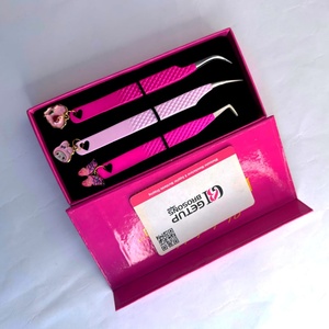 Juego de Pinzas para Pestañas GETUP BROSONS, Color Rosa, Acero Inoxidable, Punta Suave de Precisión, Empaque Personalizado en Caja - Product Image 2