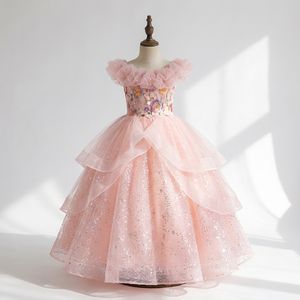 Vestido de Fiesta de Lujo Rosa con Bordado Brillante para Niñas Adolescentes, Vestido de Princesa con Flores para Boda, Fiesta, Concurso, Evento Formal - Product Image 1