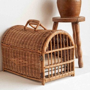 Custom Comfortable Rattan Wicker Pet Carrier Backpack Bag Accessories with <b>Cushion</b> for Export - Product Image 2