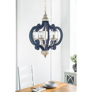 Illuminazione a ciondolo in legno naturale a 6 luci per cucina soggiorno sala da pranzo lampadario in legno lampadina non inclusa - Product Image 5